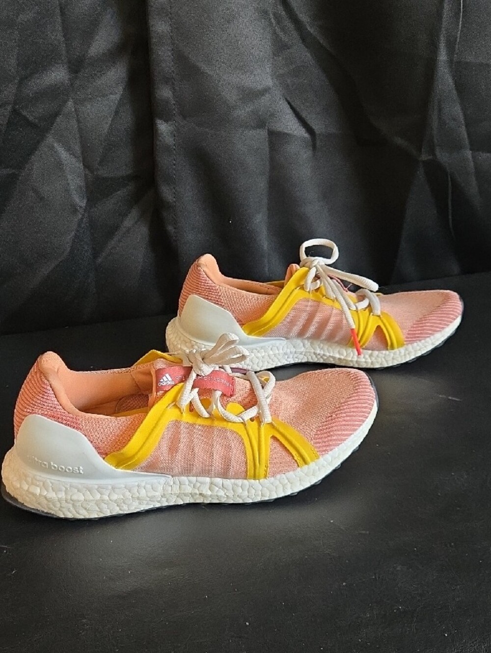 adidas Stella McCartney Coral Pink and Yellow Ultraboost Running Shoes - Picture 6 of 11